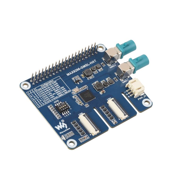 Waveshare 2-Ch GMSL Camera HAT With MAX9296A Deserializer Compatible With Raspberry Pi 5 And Jetson Orin NX/Nano