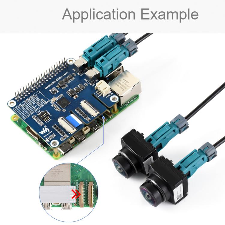 Waveshare 2-Ch GMSL Camera HAT With MAX9296A Deserializer Compatible With Raspberry Pi 5 And Jetson Orin NX/Nano