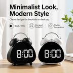 Retro Twin Bell Digital Alarm Clock Super Loud Mechanical Bell-Ringing LED Desk Clock With Backlight — HL-8898 Black+Green
