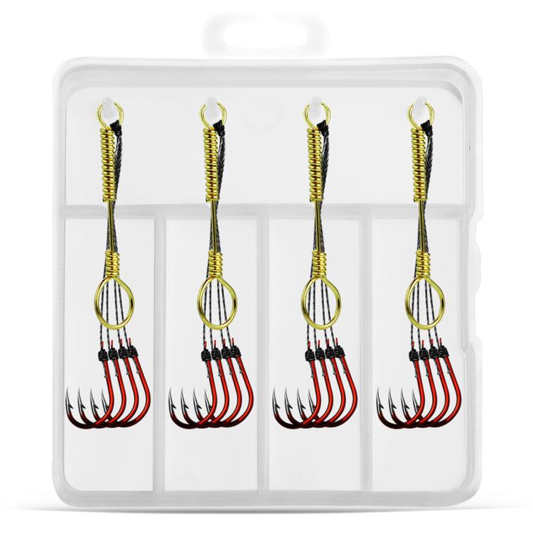 LINNHUE 4pcs /Box Carp Fishing Hooks Hand Tied High Carbon Steel Chinu Hooks With Bait Spring — view 18