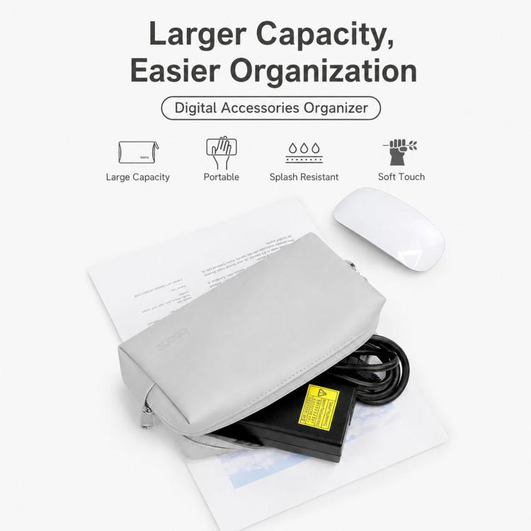 Baona BN-Q003 Large Laptop Power Adapter Charger Mouse Electronics Organizer Pouch PU Leather Travel Tech Case — view 10