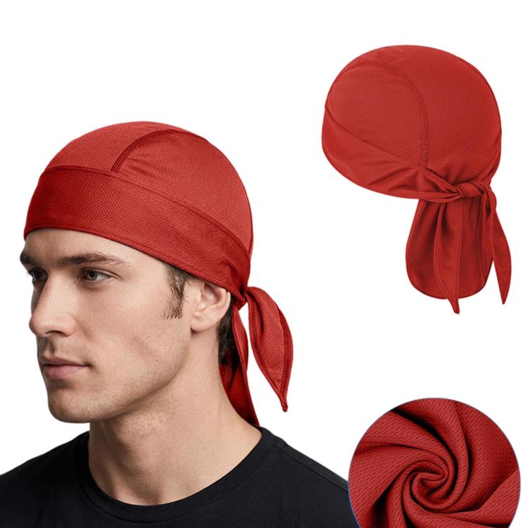 Outdoor Quick-Dry Mesh Pirate Hat Summer Sun Shade Motorcycle Sports Headscarf — Orange