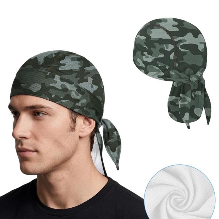 Outdoor Quick-Dry Mesh Pirate Hat Summer Sun Shade Motorcycle Sports Headscarf — Camouflage Dark Green