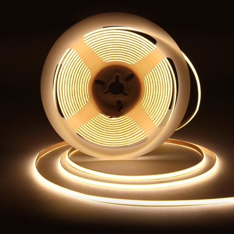 Waveshare 4000K DC 12V 5m 480 LEDs/m Single-Color COB Soft Light Strip No Light Spots Supports Free Cutting — 2mm Width