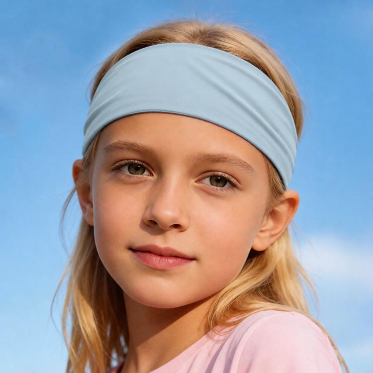 Kids Sweat-Wicking Quick-Dry Headband Milk Silk Widened Sports Running Hair Band — Grey