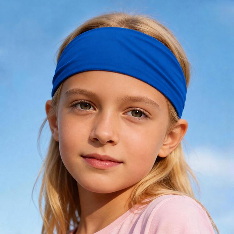 Kids Sweat-Wicking Quick-Dry Headband Milk Silk Widened Sports Running Hair Band — Blue