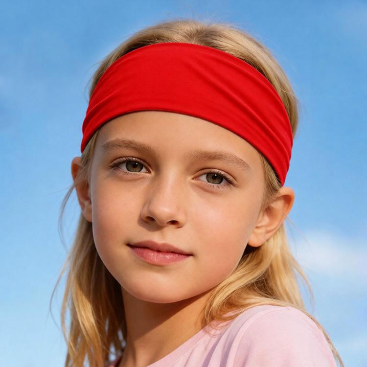 Kids Sweat-Wicking Quick-Dry Headband Milk Silk Widened Sports Running Hair Band — Red