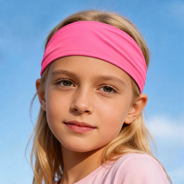 Kids Sweat-Wicking Quick-Dry Headband Milk Silk Widened Sports Running Hair Band — Pink