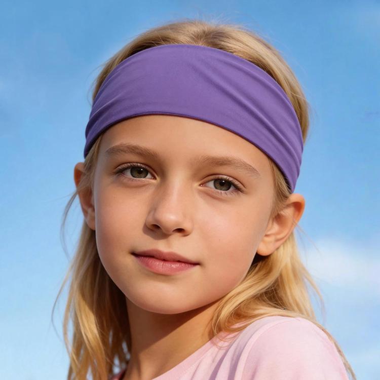 Kids Sweat-Wicking Quick-Dry Headband Milk Silk Widened Sports Running Hair Band — Purple