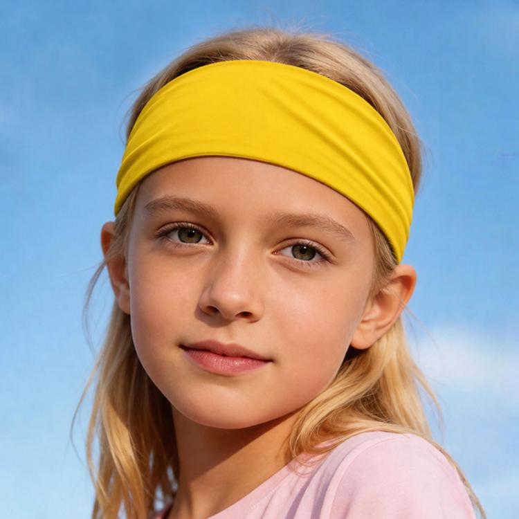 Kids Sweat-Wicking Quick-Dry Headband Milk Silk Widened Sports Running Hair Band — Yellow