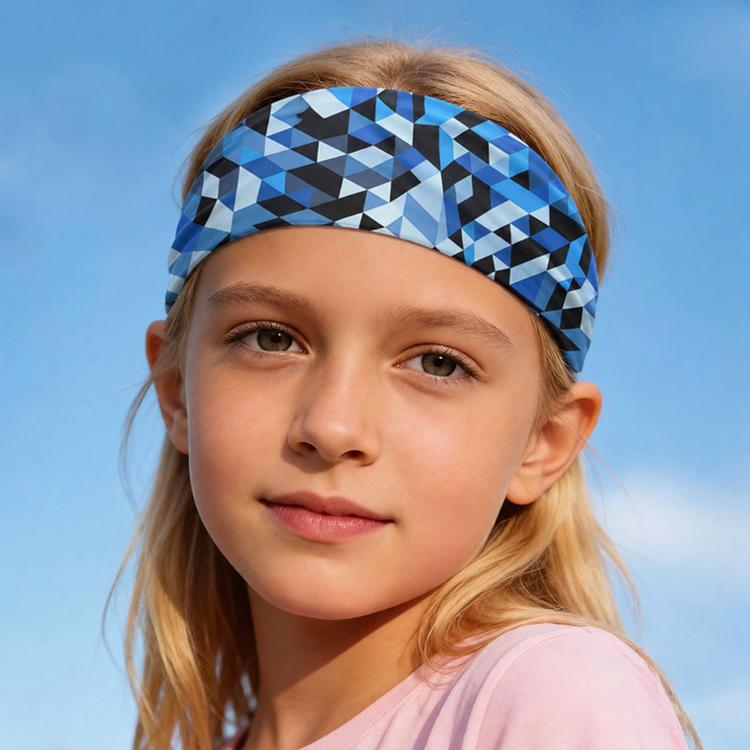 Kids Sweat-Wicking Quick-Dry Headband Milk Silk Widened Sports Running Hair Band — Royal Blue Checkered