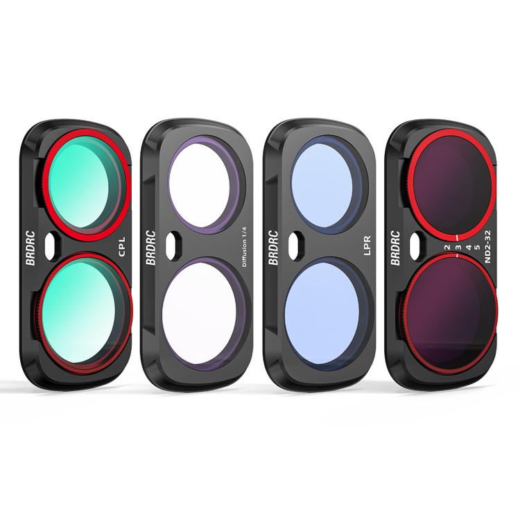 For Insta360 Luna Ultra BRDRC Filter Accessories — 4pcs /Set CPL + Black Soft + Anti-Light Pollution + Adjustable VND