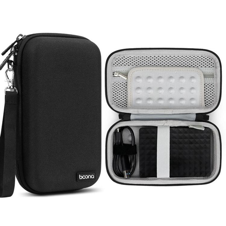 Baona BN-F007 Hard EVA External Hard Drive Case Shockproof Power Bank Organizer Electronic Travel Bag — Large Gray