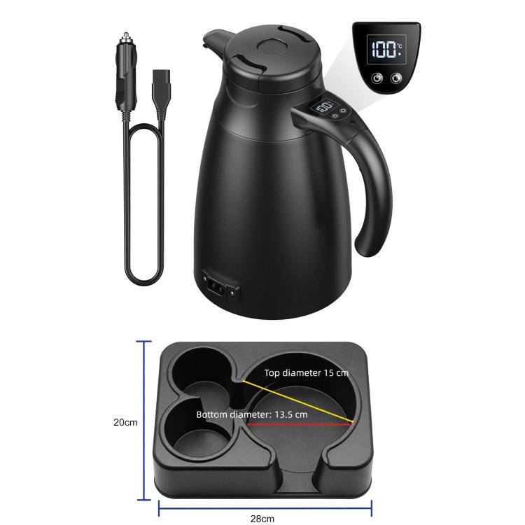 LY1200 12V/24V Universal Digital Display Car Kettle 1.2L Stainless Steel Electric Water Kettle