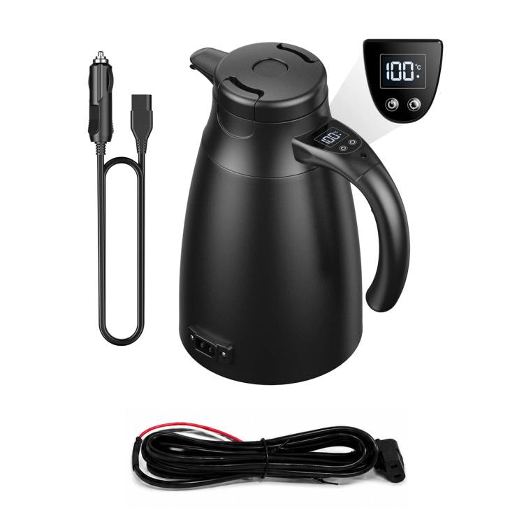 LY1200 12V/24V Universal Digital Display Car Kettle 1.2L Stainless Steel Electric Water Kettle — Kettle + Base