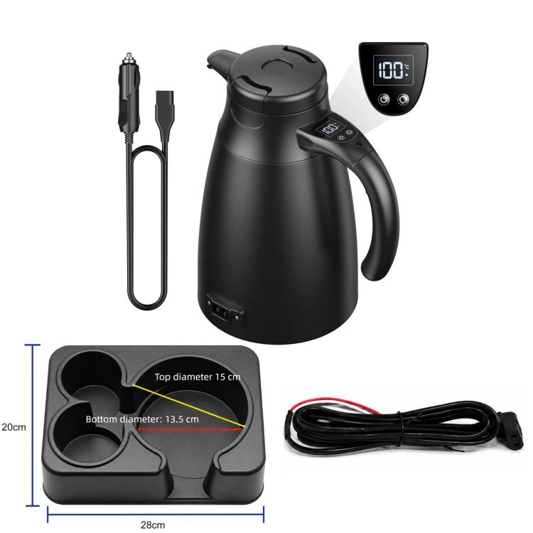 LY1200 12V/24V Universal Digital Display Car Kettle 1.2L Stainless Steel Electric Water Kettle — Kettle + 4m Cable