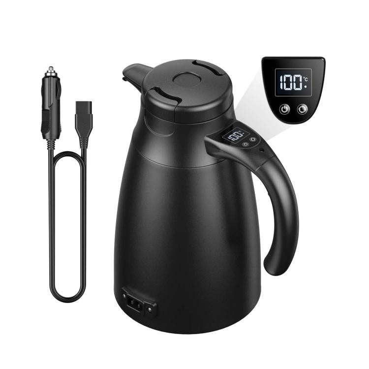 LY1200 12V/24V Universal Digital Display Car Kettle 1.2L Stainless Steel Electric Water Kettle — Kettle + Base + 4m Cable
