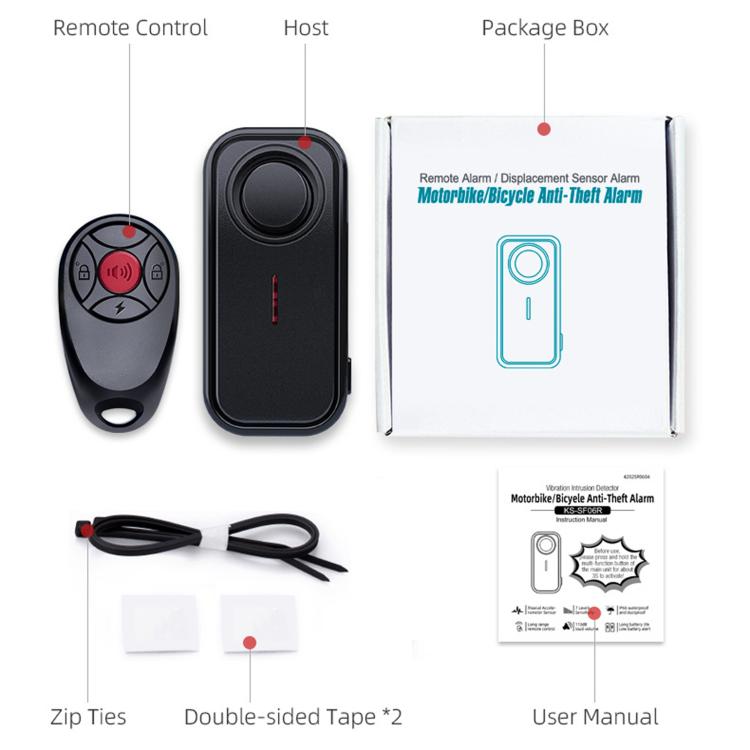 SF06R IP66 Waterproof Long-Distance Wireless Vehicle Vibration Anti-Theft Alarm