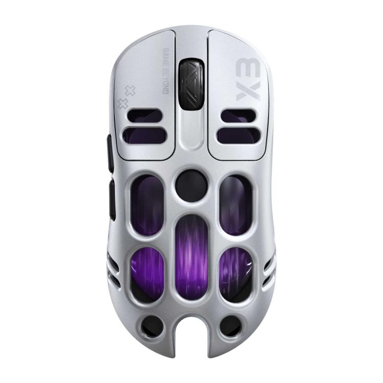 T-WOLF X3 Tri-Mode Wireless Gaming Mouse Ultra-Lightweight Hollow-Out Honeycomb Shell 8000 DPI — Grey