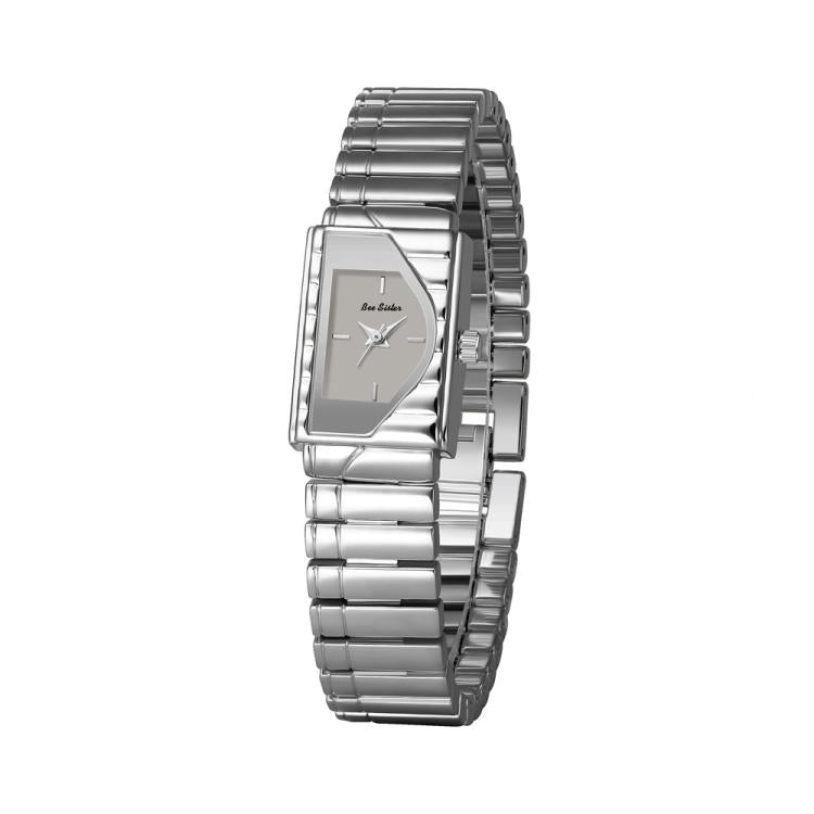 BS Bee Sister FA1927 Womens Vintage Watch Elegant Asymmetrical Geometric Quartz Watch With Metal Strap — Silver White