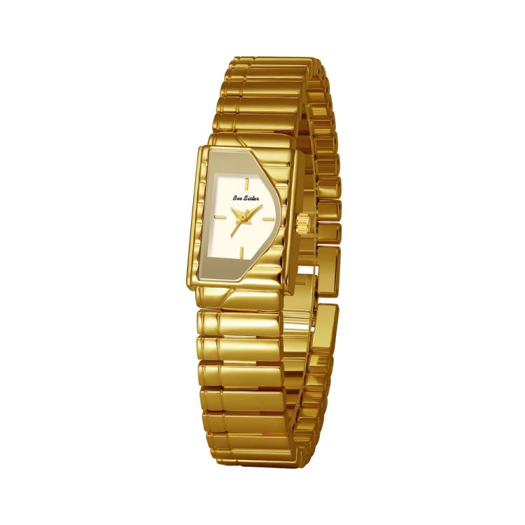 BS Bee Sister FA1927 Womens Vintage Watch Elegant Asymmetrical Geometric Quartz Watch With Metal Strap — Retro Gold