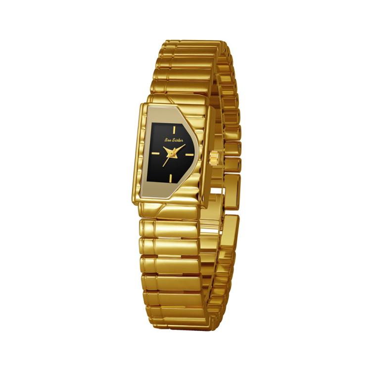BS Bee Sister FA1927 Womens Vintage Watch Elegant Asymmetrical Geometric Quartz Watch With Metal Strap — Gold White