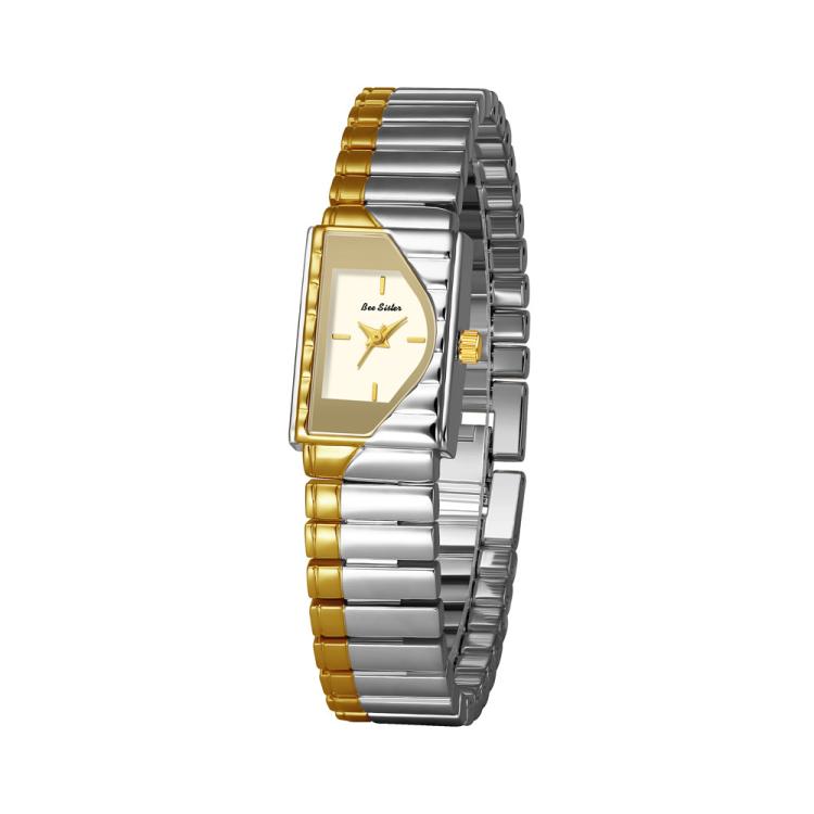 BS Bee Sister FA1927 Womens Vintage Watch Elegant Asymmetrical Geometric Quartz Watch With Metal Strap — Gold Black