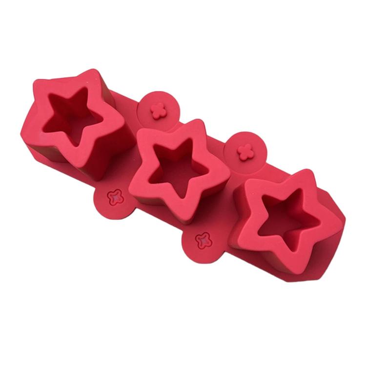 Silicone Squishy Mold 3-Cavity Star Mold For Ice Cups, Succulent & Gypsum Flower Pots — Pink