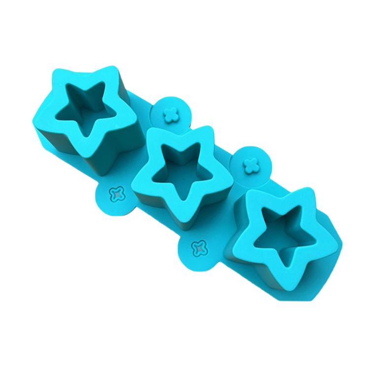Silicone Squishy Mold 3-Cavity Star Mold For Ice Cups, Succulent & Gypsum Flower Pots — Red