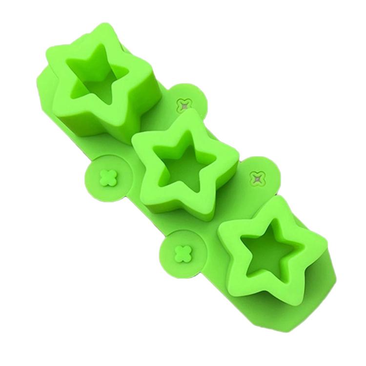 Silicone Squishy Mold 3-Cavity Star Mold For Ice Cups, Succulent & Gypsum Flower Pots — Purple