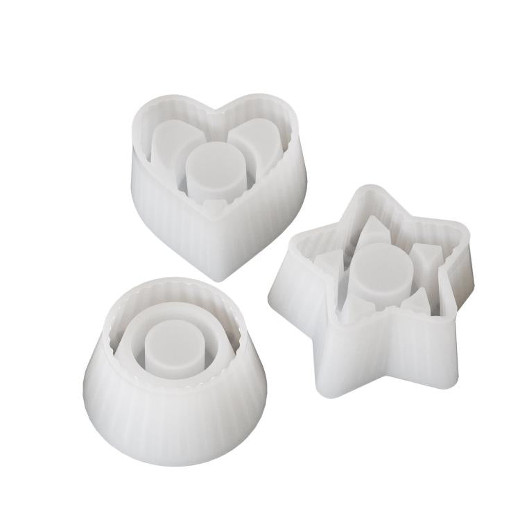 Striped Candlestick Silicone Mold Taper Candle Holder Mold for Concrete Cement Plaster — Heart