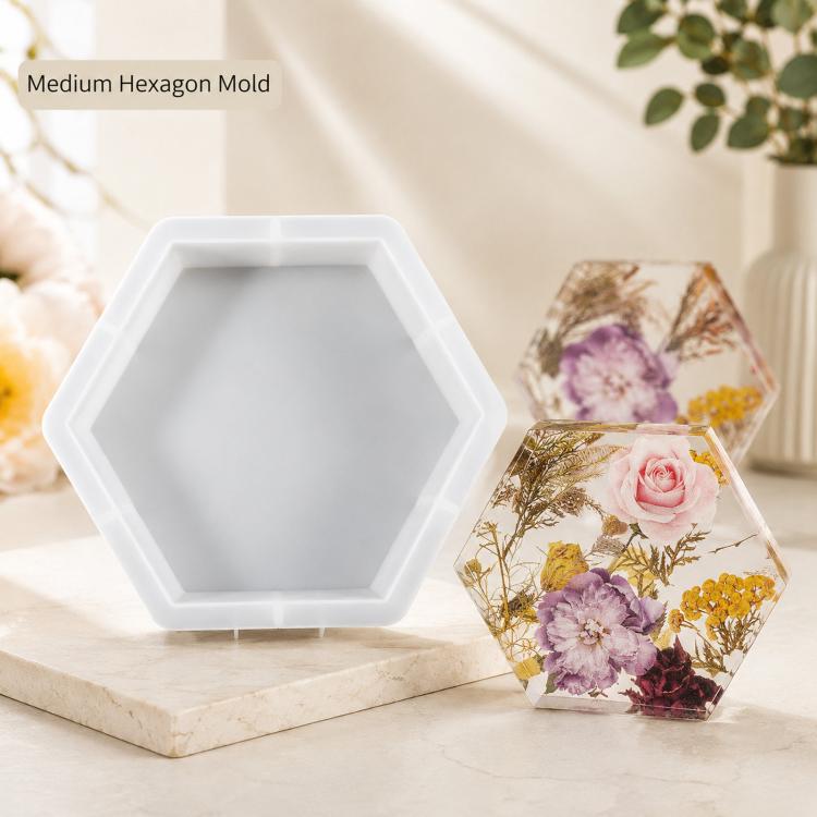 Hexagon Resin Mold Silicone Deep Epoxy Mold for Flower Preservation DIY Bookends — Small
