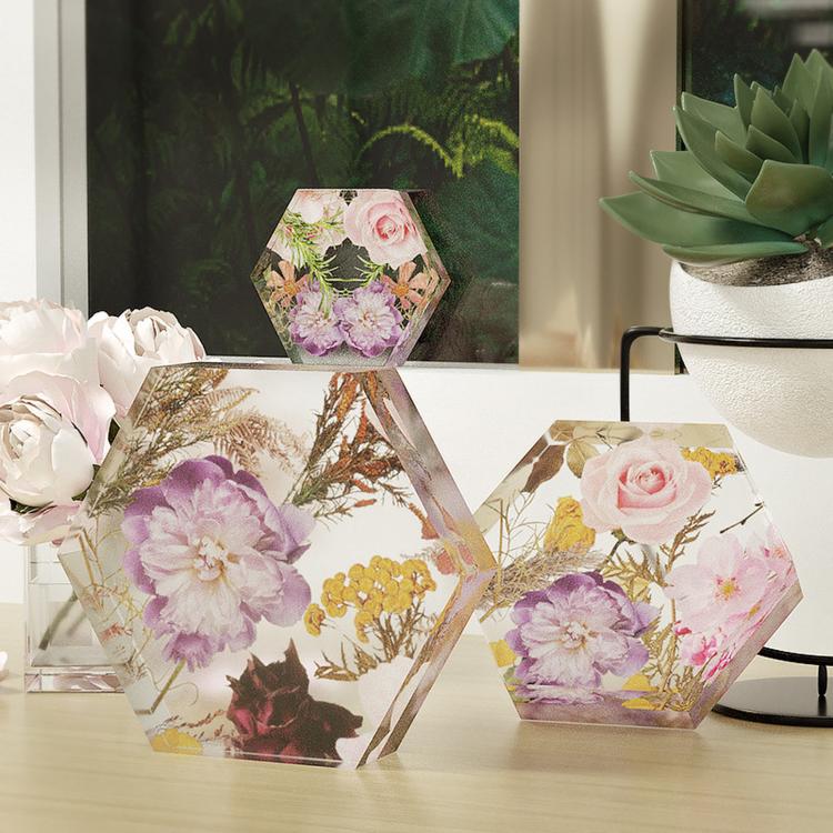 Hexagon Resin Mold Silicone Deep Epoxy Mold for Flower Preservation DIY Bookends — view 6