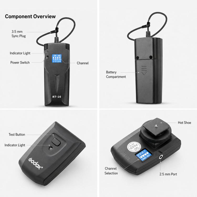 Godox RT16 Flash Trigger Studio Light Photography Light DSLR Camera Remote Control Wireless Sync Trigger