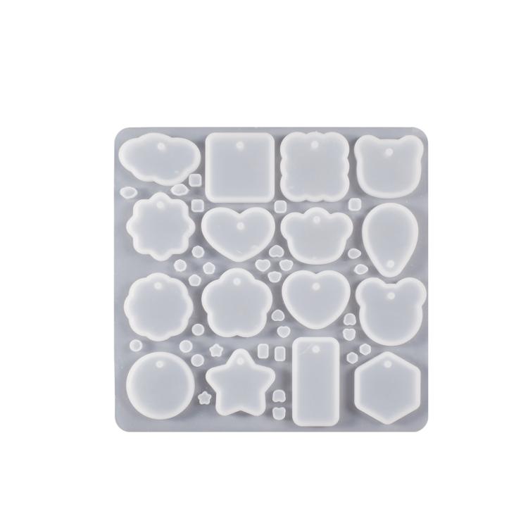 16-Cavity Resin Jewelry Mold Silicone Multi-Shape Earring Stud and Pendant Casting Mold with Holes — view 2