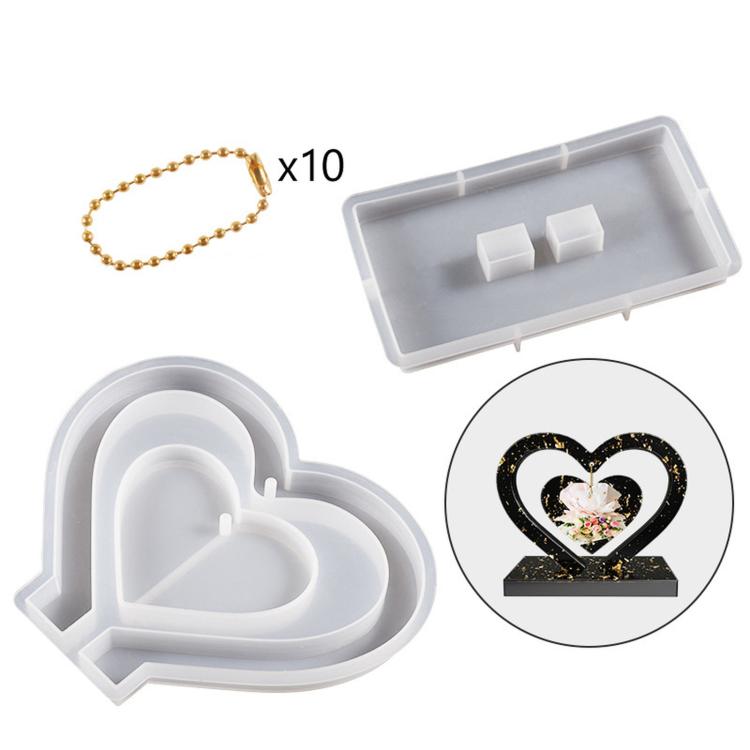 Heart Photo Frame Resin Mold Silicone Set Hanging Picture Frame Casting Mold — Standard- No Bead Chains