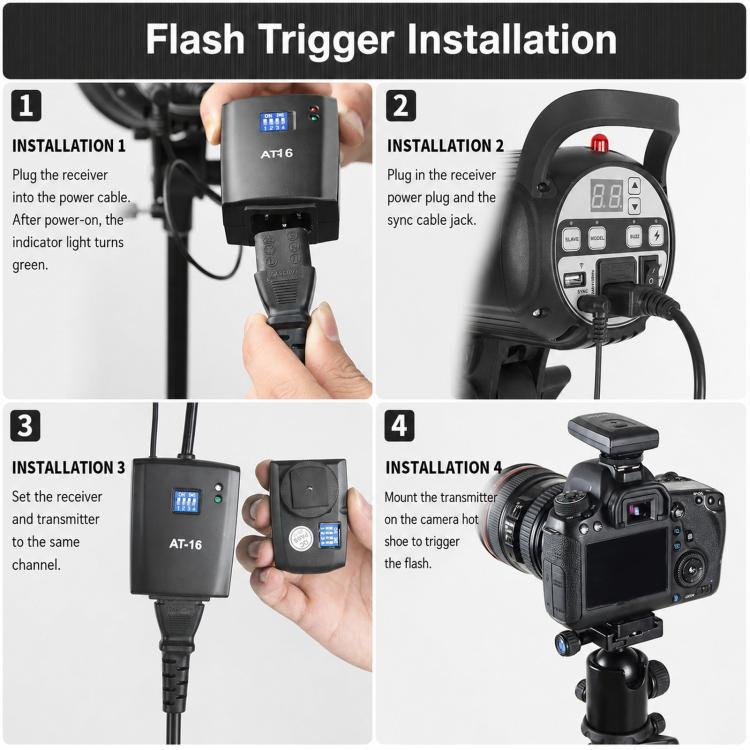 Godox AT-16 Wireless Trigger 16-Channel Flash Receiver Universal Camera Trigger