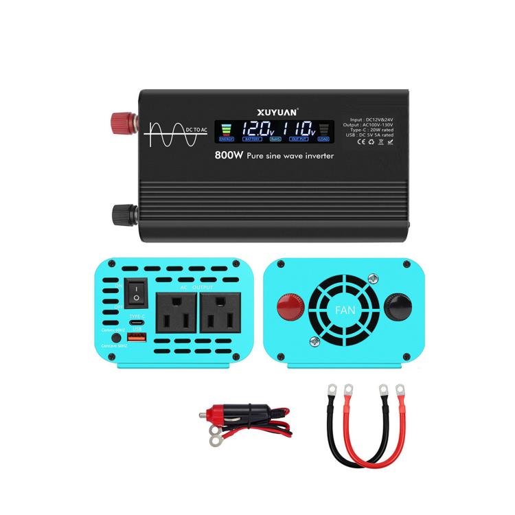 XUYUAN 12V/24V To 110V Pure Sine Wave Inverter, US Plug