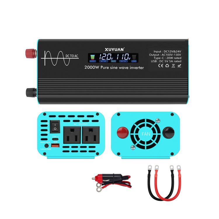 XUYUAN 12V/24V To 110V Pure Sine Wave Inverter, US Plug — 1400W