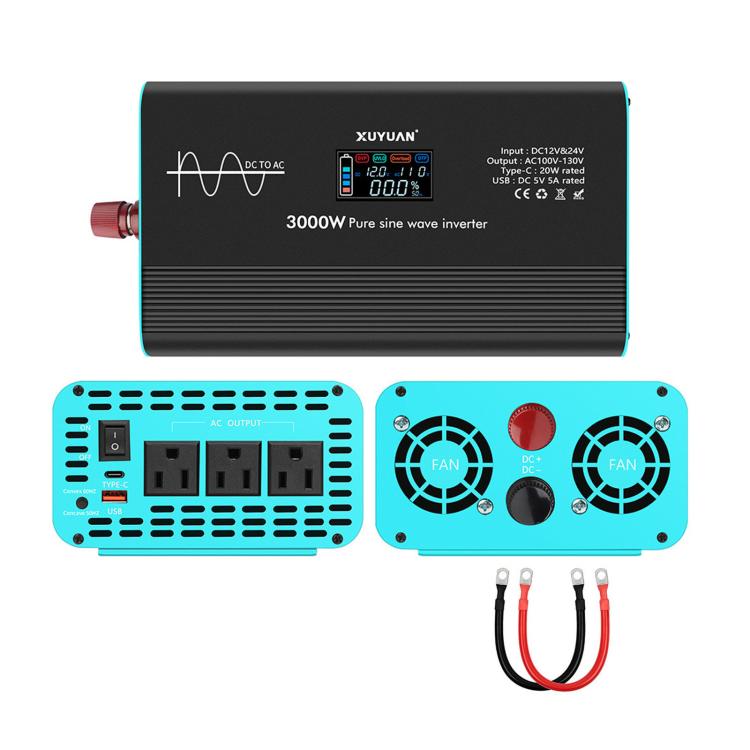 XUYUAN 12V/24V To 110V Pure Sine Wave Inverter, US Plug — 2000W