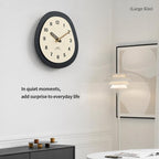 wozoom Modern Oval Wall Clock Silent Non Ticking Walnut Wood Pendulum Decorative Timepiece — view 6