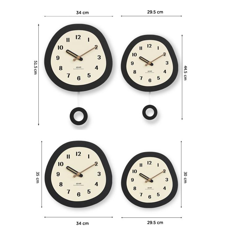 wozoom Modern Oval Wall Clock Silent Non Ticking Walnut Wood Pendulum Decorative Timepiece — view 12