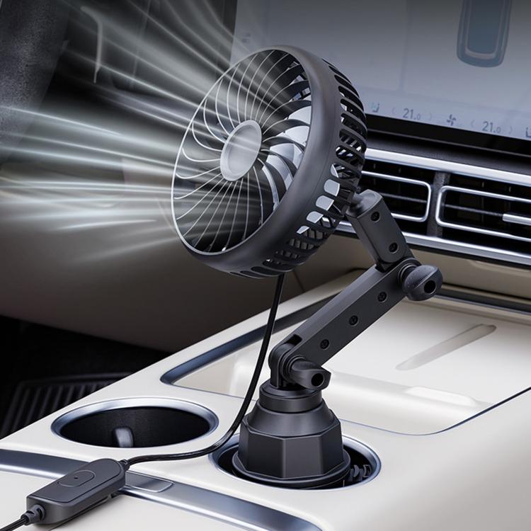 SHUNWEI 12V/24V Car Cup Holder Fan With USB Single Head
