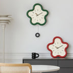 wozoom Flower Shaped Wall Clock Silent Creamy Style Decorative Clock — Swing Green
