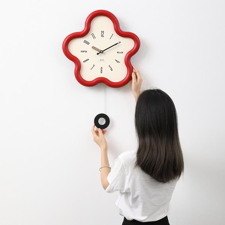 wozoom Flower Shaped Wall Clock Silent Creamy Style Decorative Clock — view 8