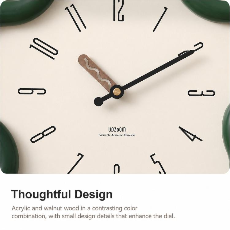 wozoom Flower Shaped Wall Clock Silent Creamy Style Decorative Clock — view 10