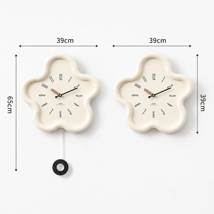 wozoom Flower Shaped Wall Clock Silent Creamy Style Decorative Clock — view 14