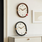 wozoom Retro Oval Wall Clock Silent Decorative Quartz Clock — 3D Design Wooden Hands Dual-color