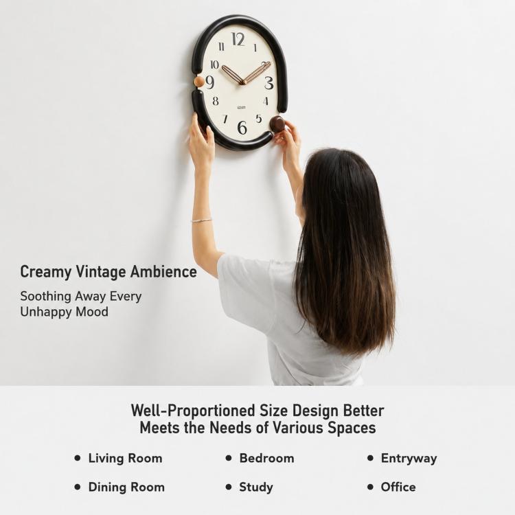 wozoom Retro Oval Wall Clock Silent Decorative Quartz Clock — view 19