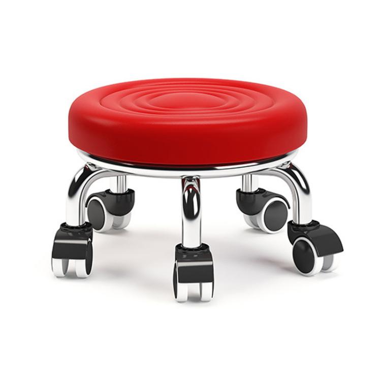 Low Rolling Stool with Wheels Small Swivel Roller Stool — 22cm Ripple Casters Black